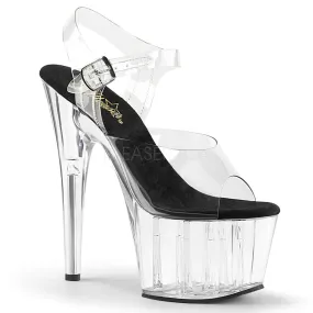 Adore-708 Clear/Black Sole, 7" Heel