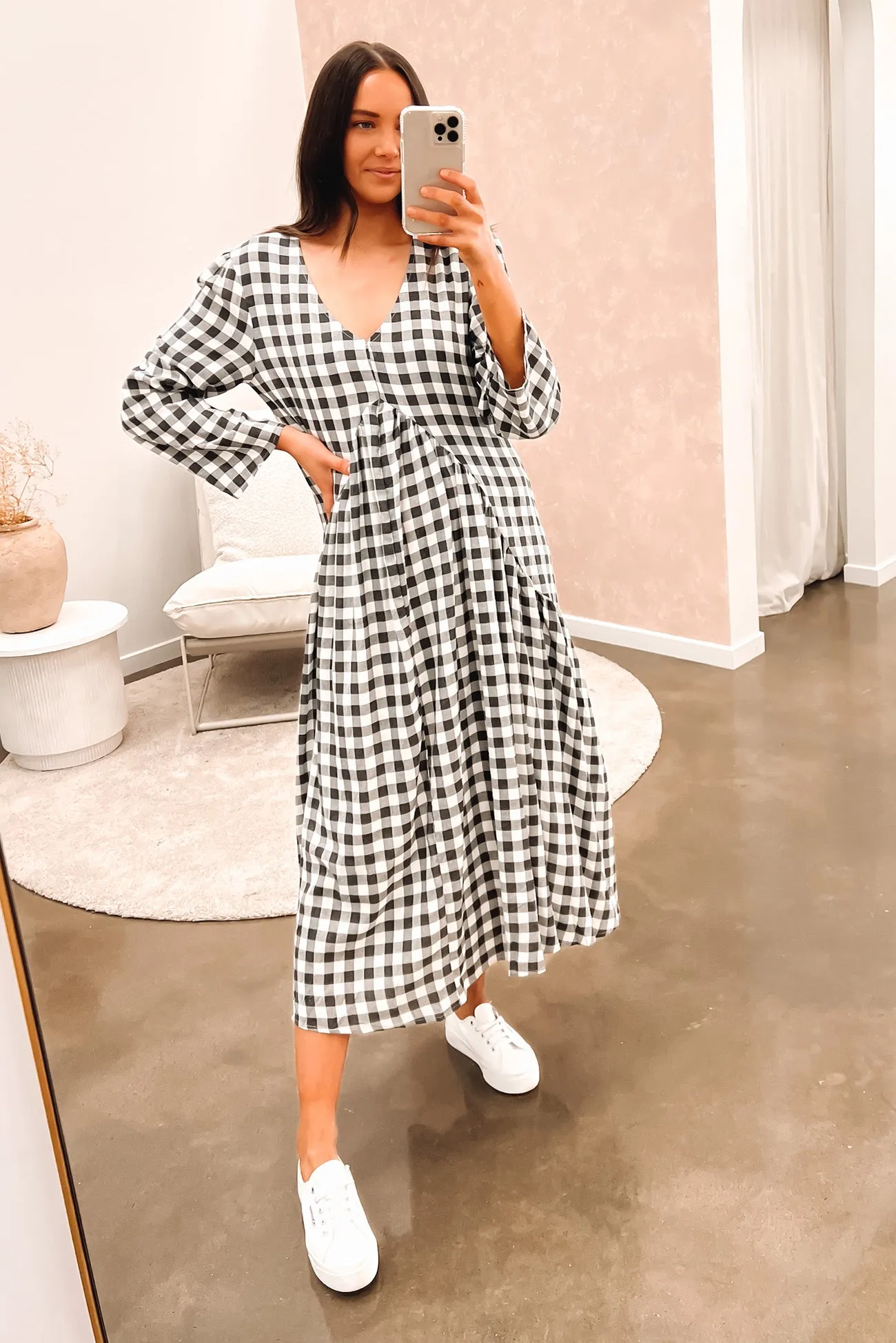 Alexander Midi Dress Black White Check