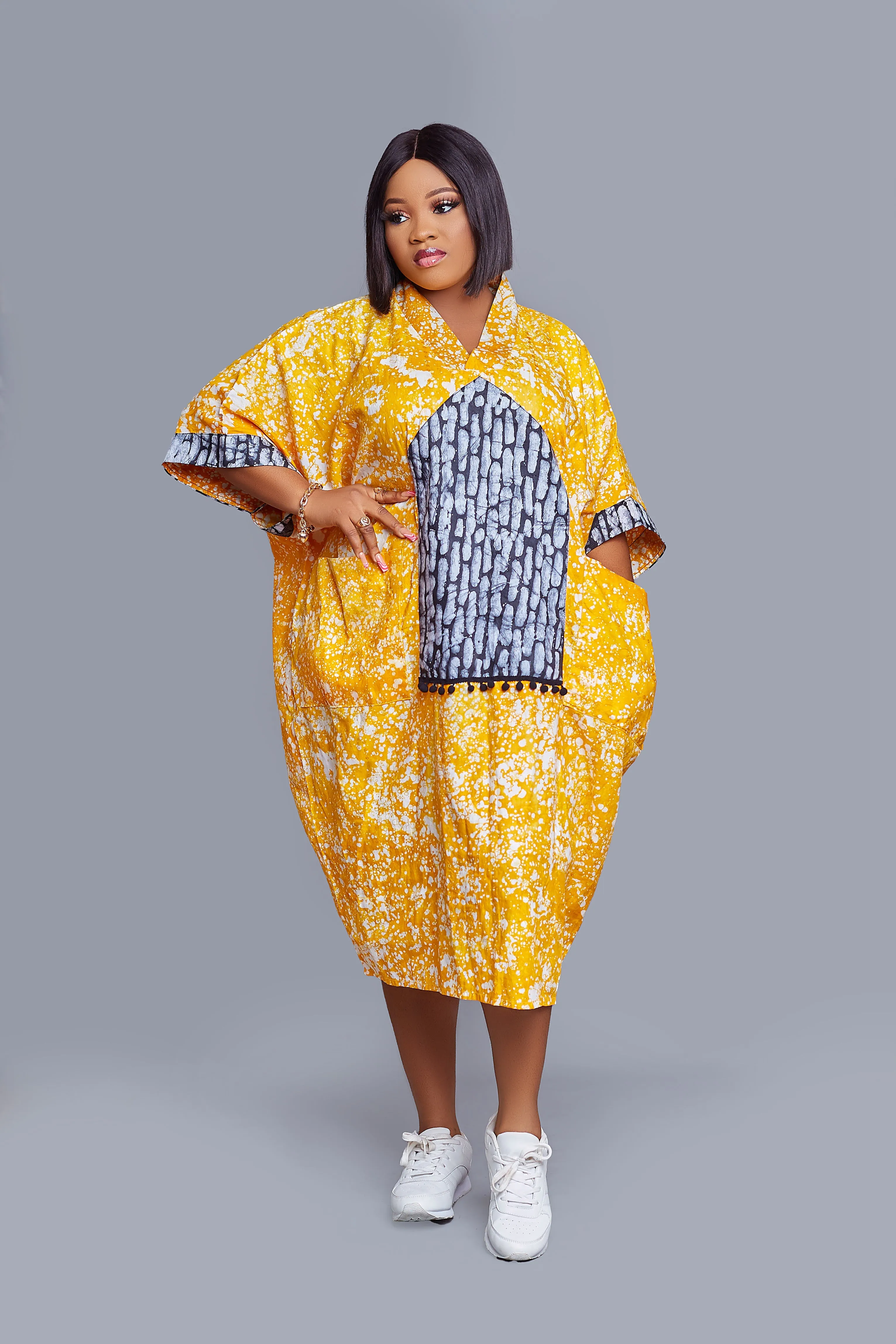 Chisimdi 2print Adire Bou-bou Dress