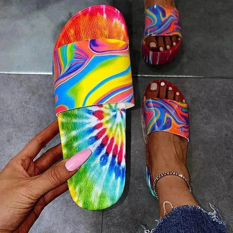 Color Printing Plus Size Slippers Women Platform Sandals And Slippers Beach Shoes Women