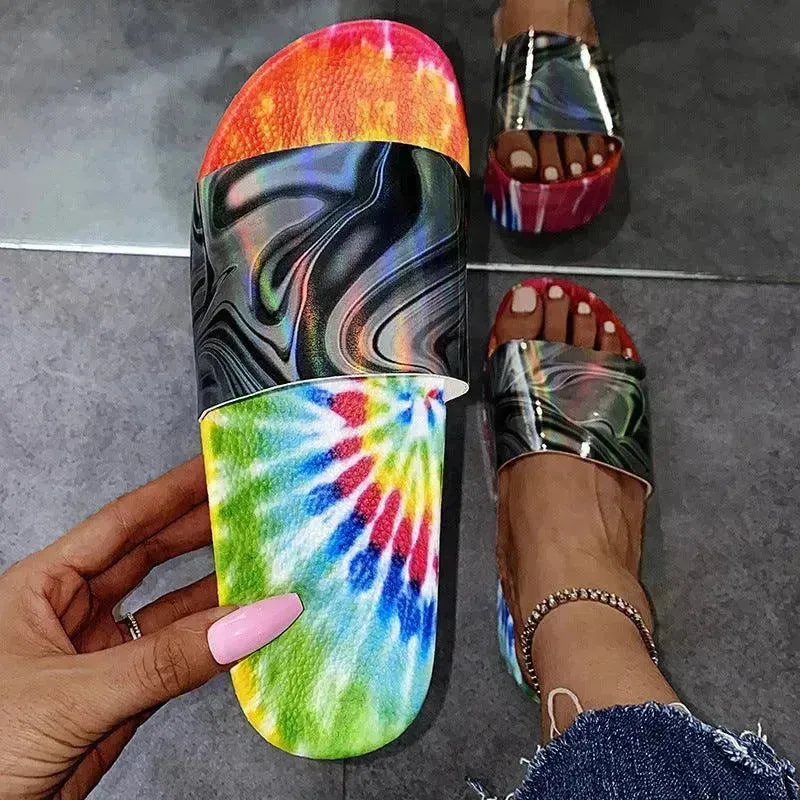 Color Printing Plus Size Slippers Women Platform Sandals And Slippers Beach Shoes Women