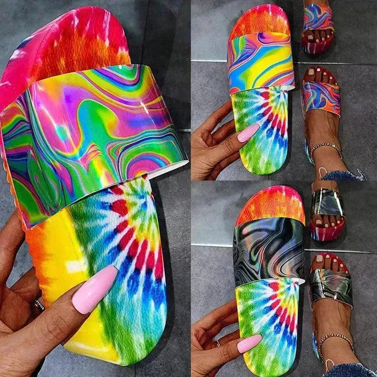 Color Printing Plus Size Slippers Women Platform Sandals And Slippers Beach Shoes Women