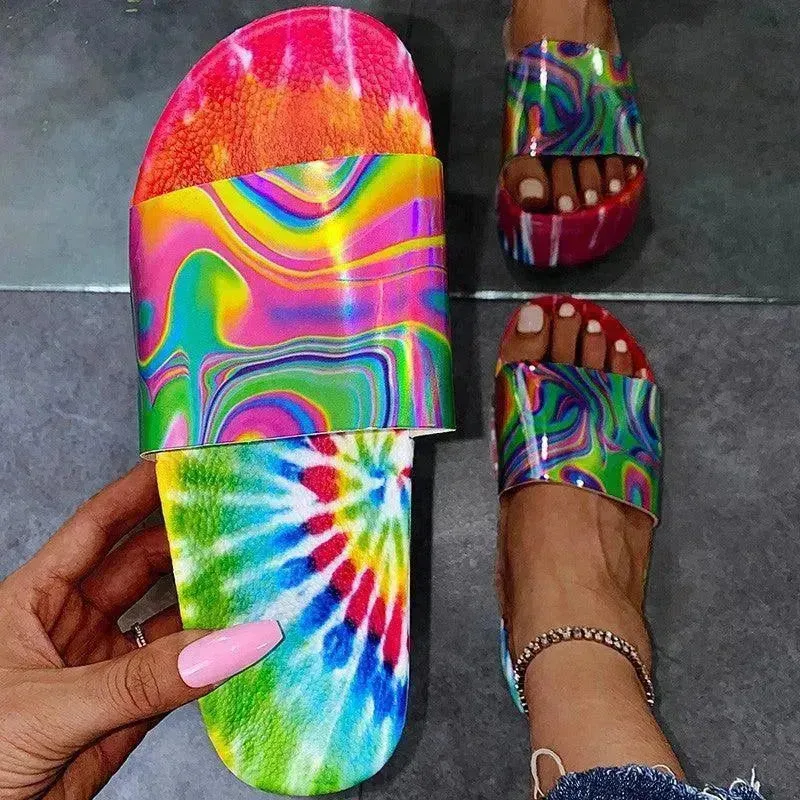 Color Printing Plus Size Slippers Women Platform Sandals And Slippers Beach Shoes Women