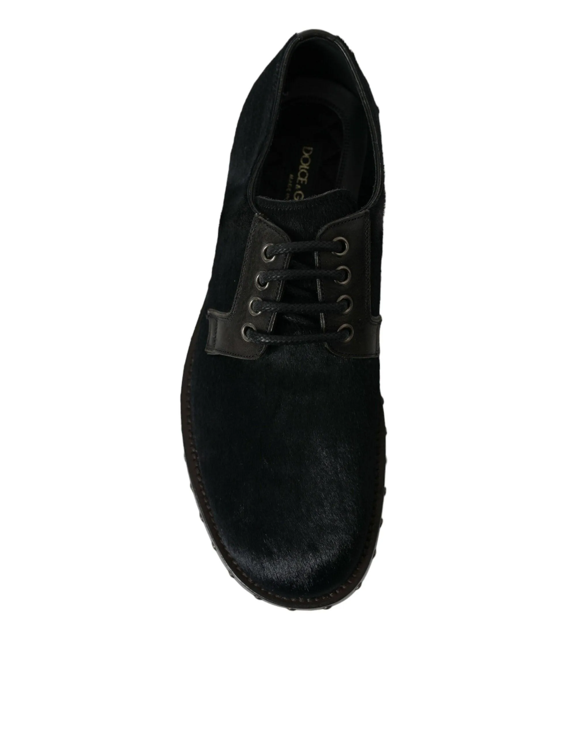 Dolce & Gabbana Black Stable Fur Derby SAN PIETRO Dress Shoes