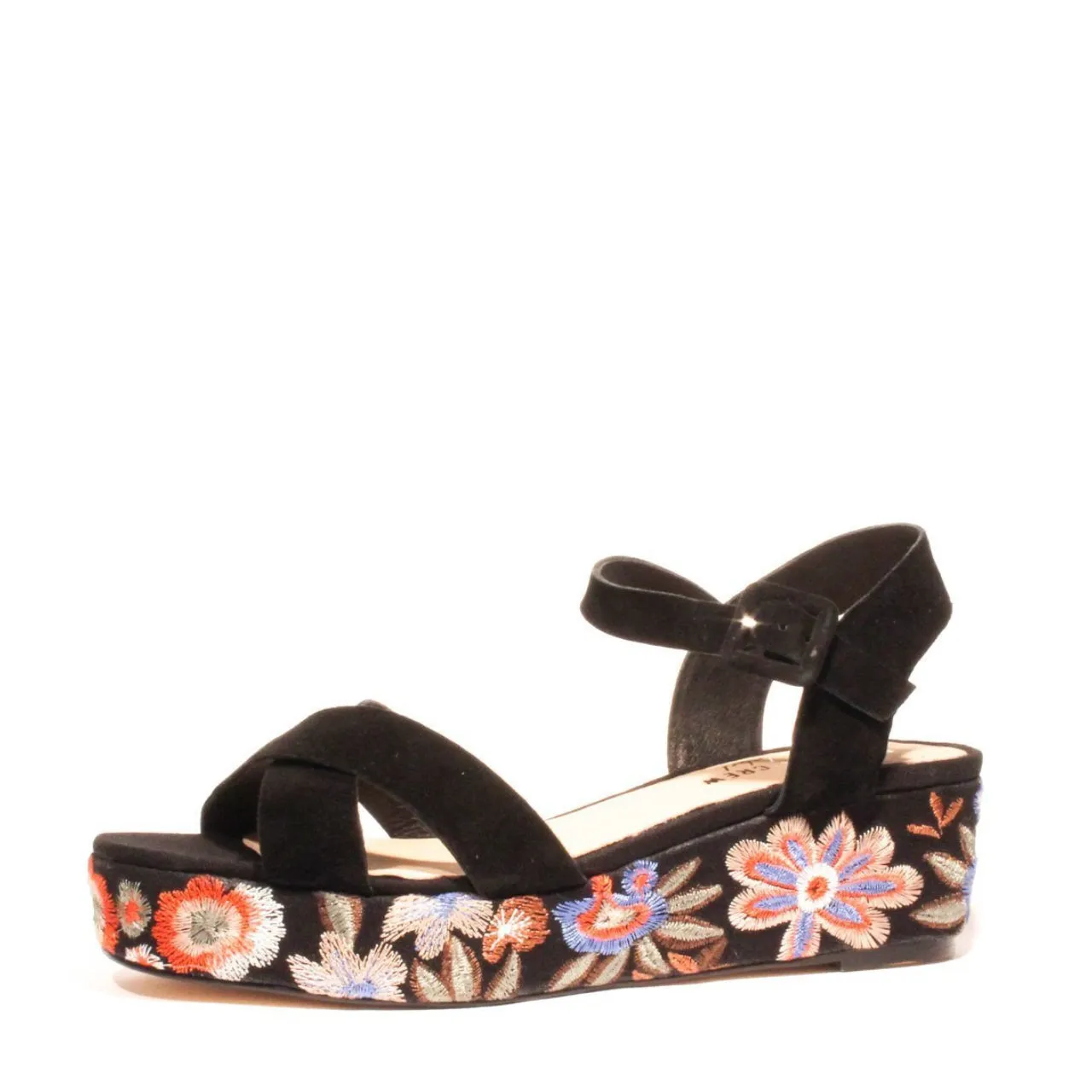 Fancy Embroidered Wedged Sandals