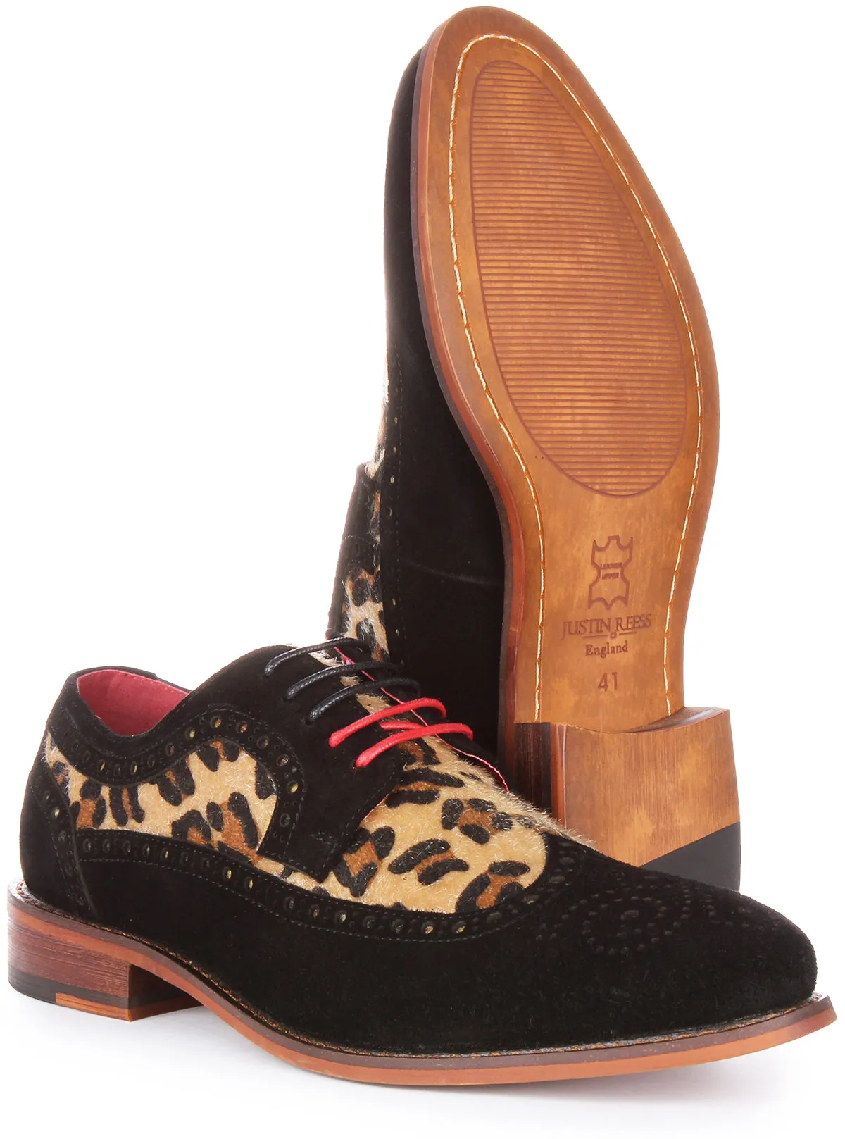 Justinreess England Mateo Brogue In Leopard For Men