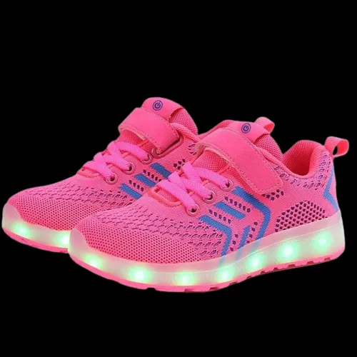 Led Shoes Casual Single Strap Pink | Kids Led Light Shoes  | Led Light Shoes For Girls & Boys