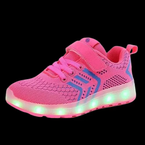 Led Shoes Casual Single Strap Pink | Kids Led Light Shoes  | Led Light Shoes For Girls & Boys