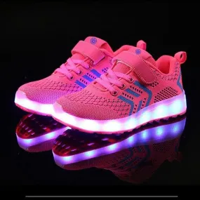 Led Shoes Casual Single Strap Pink | Kids Led Light Shoes  | Led Light Shoes For Girls & Boys