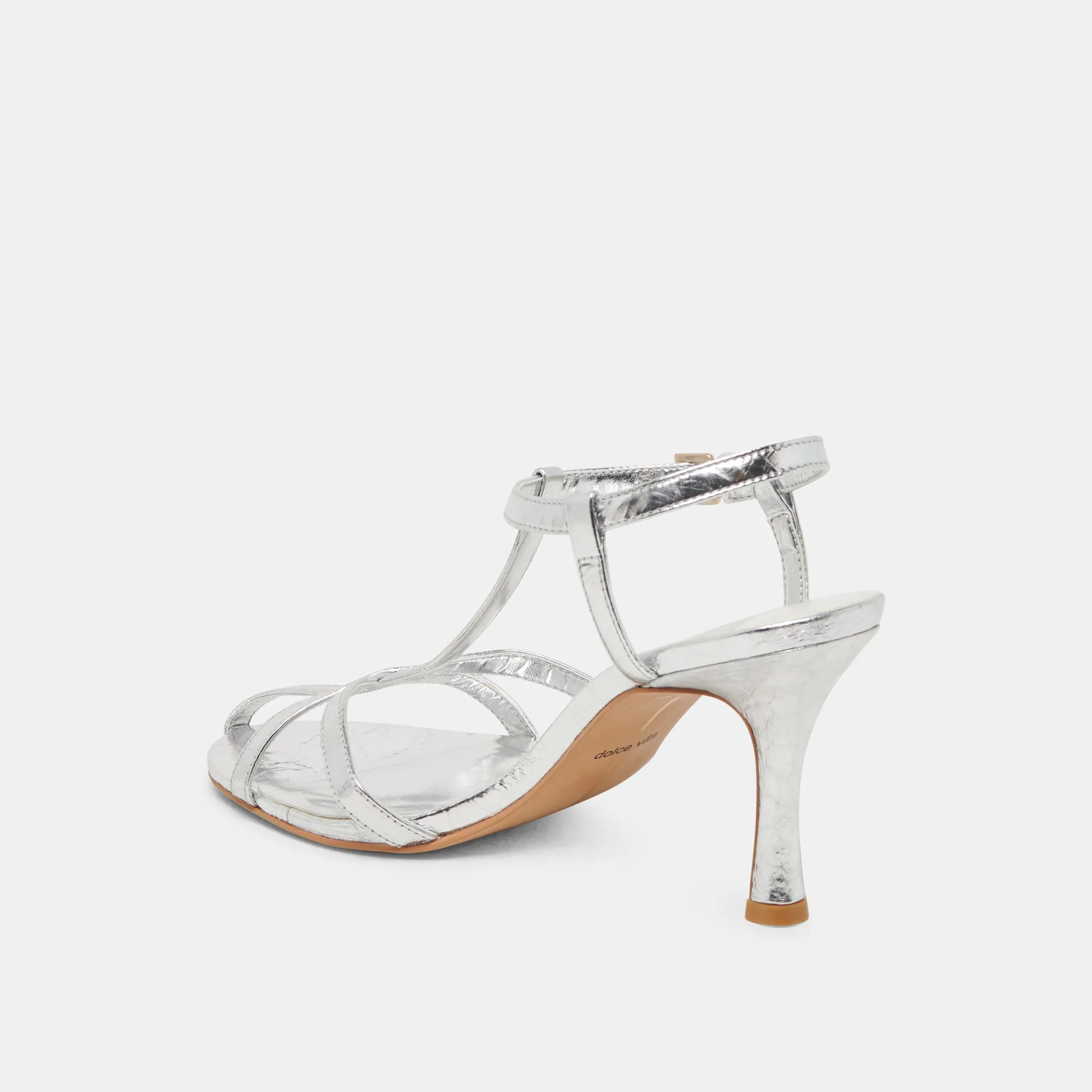 LIANE HEELS SILVER DISTRESSED LEATHER