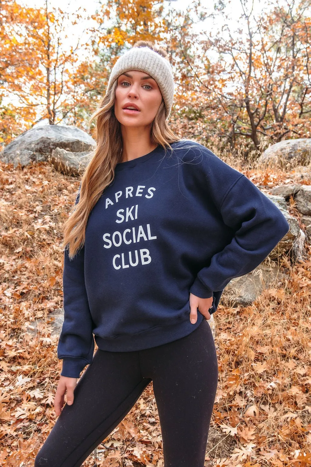 Navy Apres Ski Graphic Sweatshirt