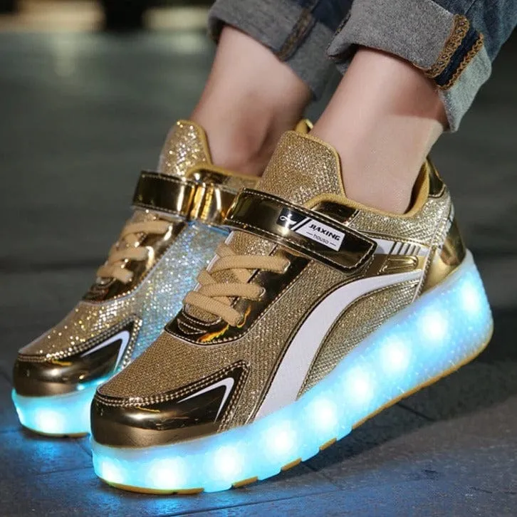 New Usb Charging Led Light Roller Skate Shoes For Children