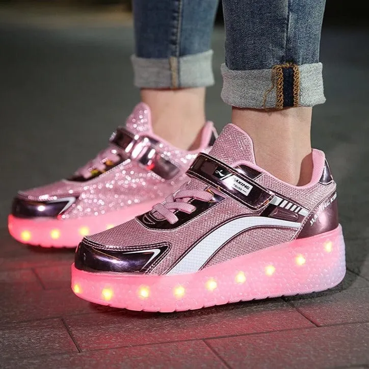 New Usb Charging Led Light Roller Skate Shoes For Children