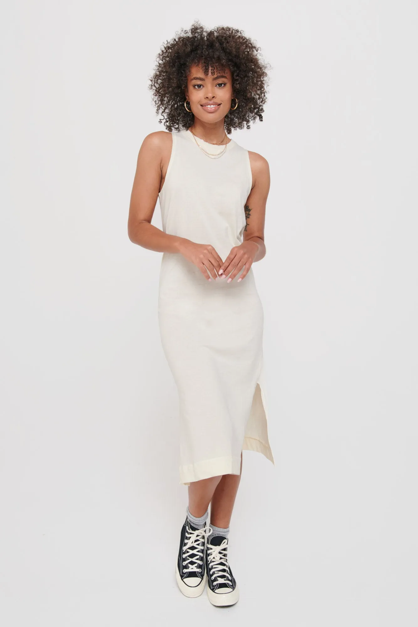 Relaxed Midi Muscle Dress (Vanilla)