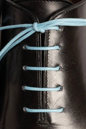 Round Light Blue Waxed Cotton Shoelaces