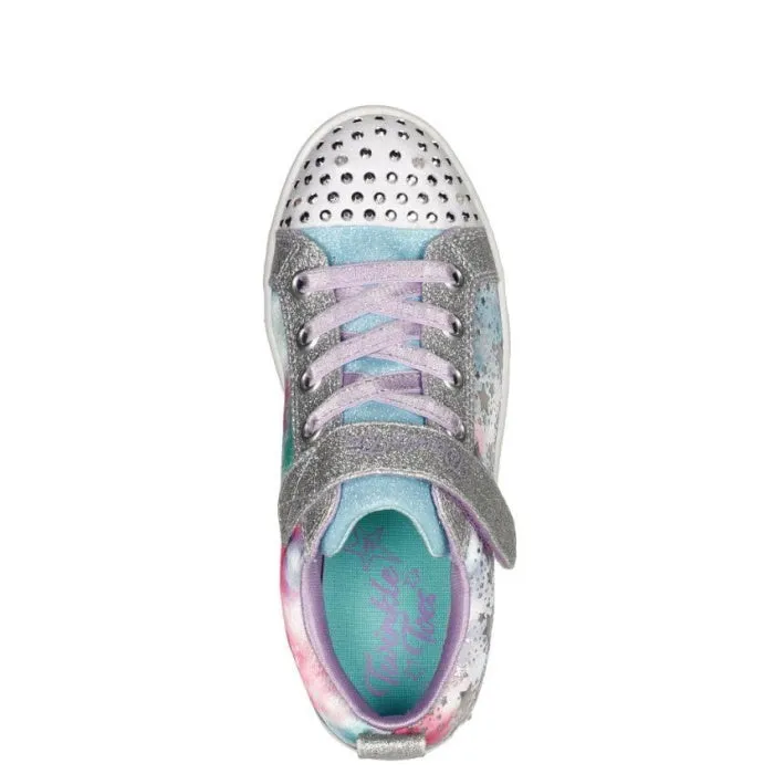 Skechers Sparkle Rayz Galaxy Brights Silver Multi Light Up Trainer