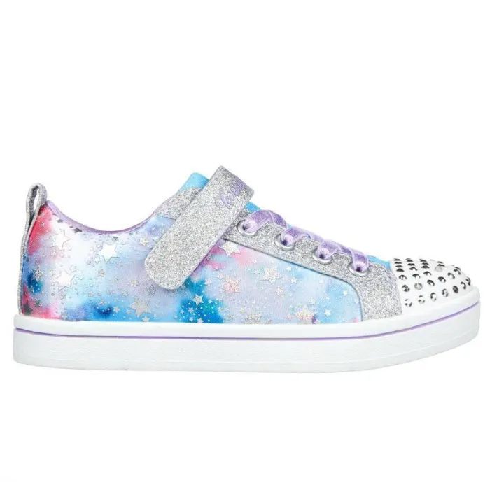 Skechers Sparkle Rayz Galaxy Brights Silver Multi Light Up Trainer