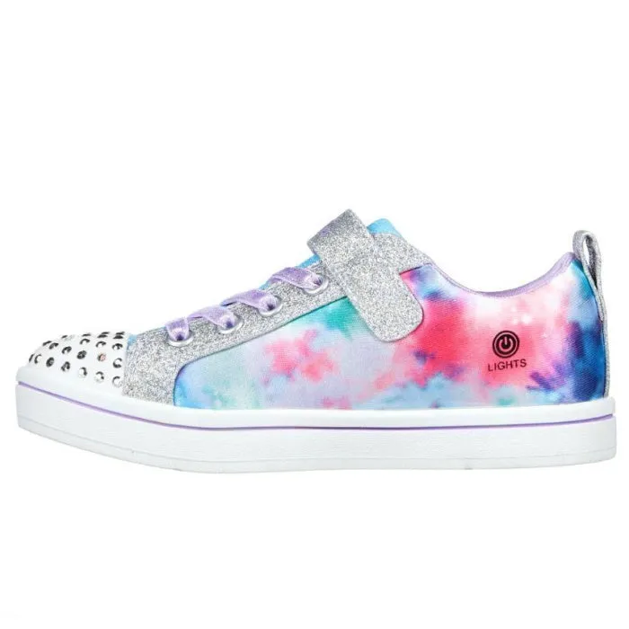 Skechers Sparkle Rayz Galaxy Brights Silver Multi Light Up Trainer