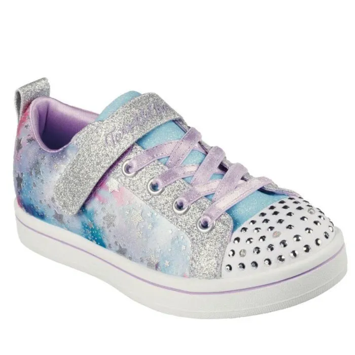 Skechers Sparkle Rayz Galaxy Brights Silver Multi Light Up Trainer