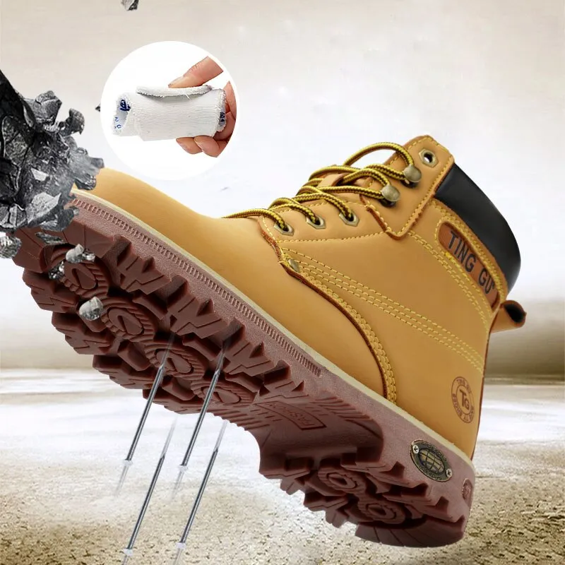 Steel Toe Shoes Men Safety Work Boots Autumn Winter Outdoors Men Work Safety Shoes Anti-piercing Protection Footwear