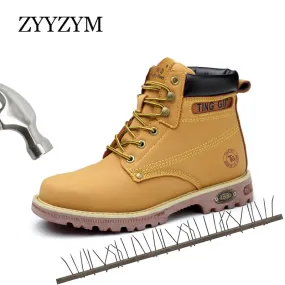 Steel Toe Shoes Men Safety Work Boots Autumn Winter Outdoors Men Work Safety Shoes Anti-piercing Protection Footwear