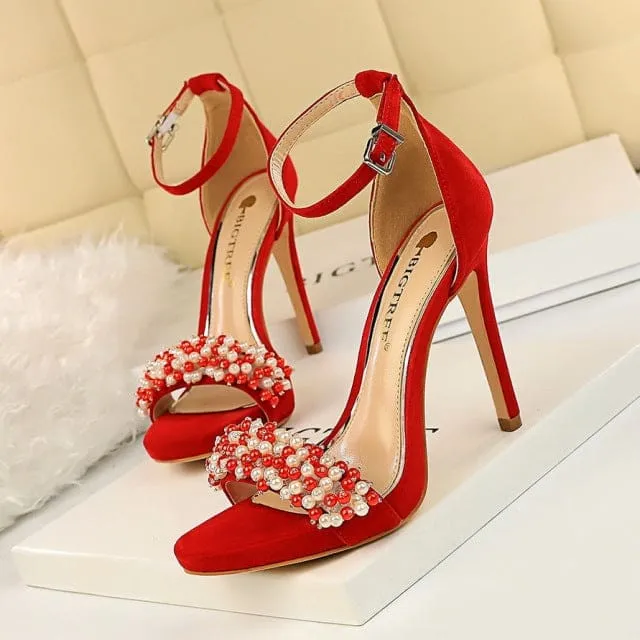 String Bead Super High Elegant Ladies Sexy Heels