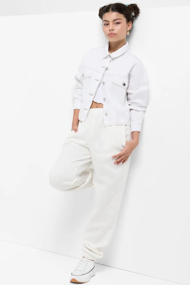 Trackpants With Elasticated Cuff White