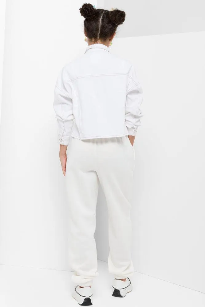 Trackpants With Elasticated Cuff White